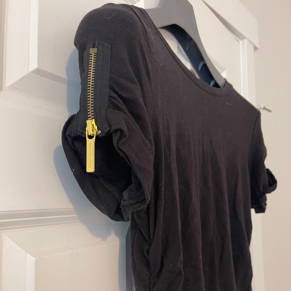 Navy Michael Kors Maternity Top Gold Zippers Sleeve - medium
